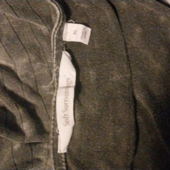 Soft Surroundings Tunic Top Blouse Cotton Boho Embroidered Gray Long Sleeve - Picture 7 of 8